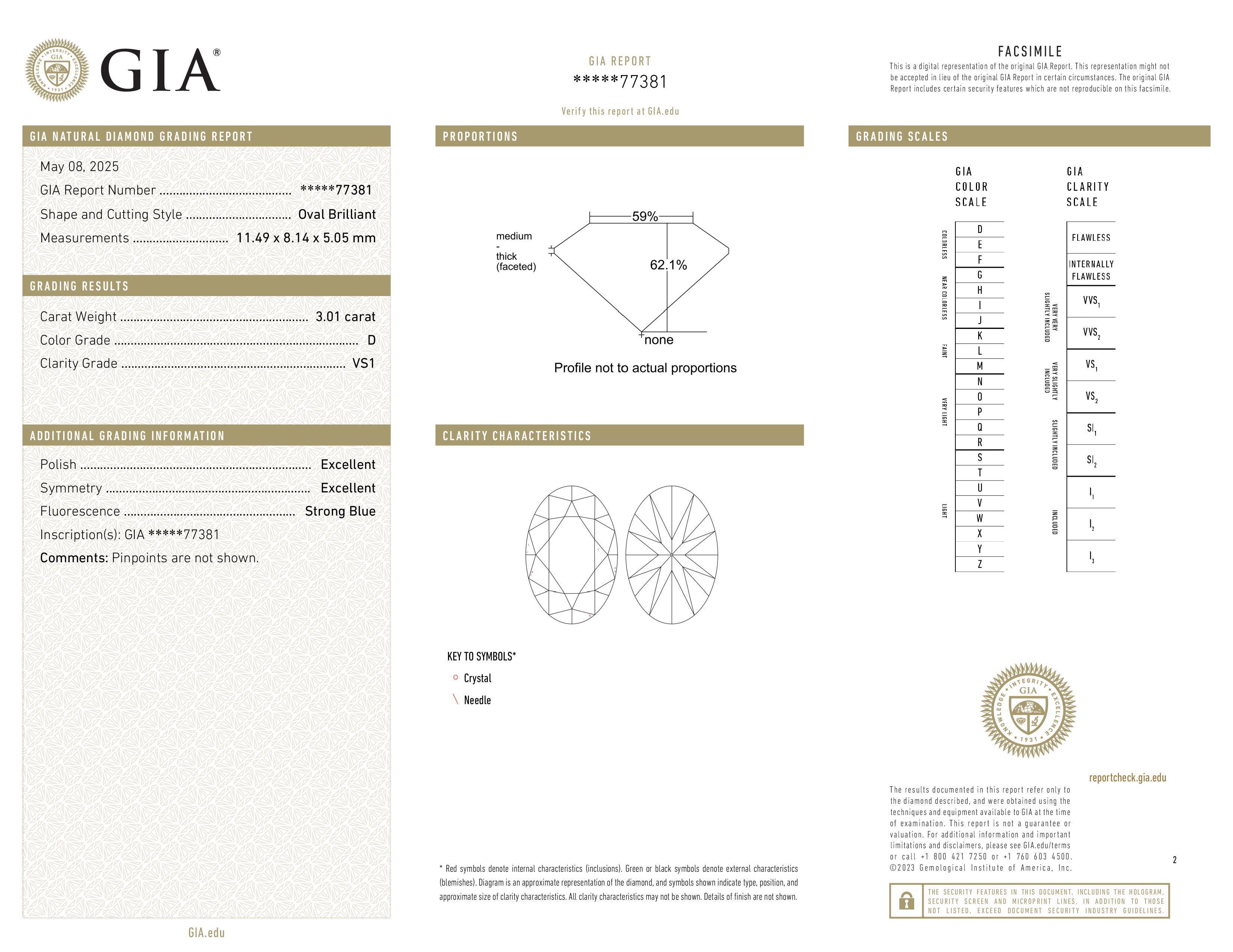 Oval Cut GIA Certified 3.01 Carat Oval G Color Diamond 14K White Gold Engagement Ring For Sale
