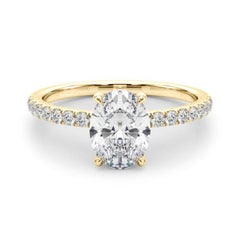 GIA Certified 3.01 Carat Oval Hidden Halo Pave 18K Yellow Gold Diamond Ring
