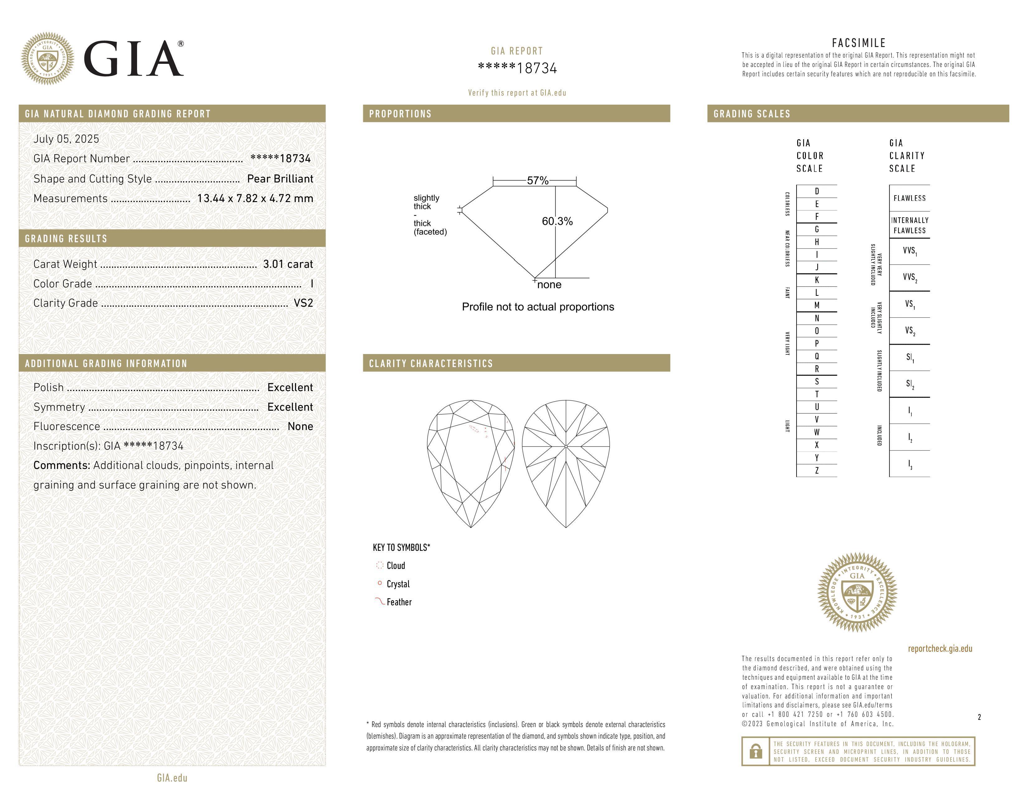 GIA zertifiziert 3 Karat Diamant im Birnenschliff G Farbe VS2 Klarheit im Zustand „Neu“ im Angebot in Chicago, IL