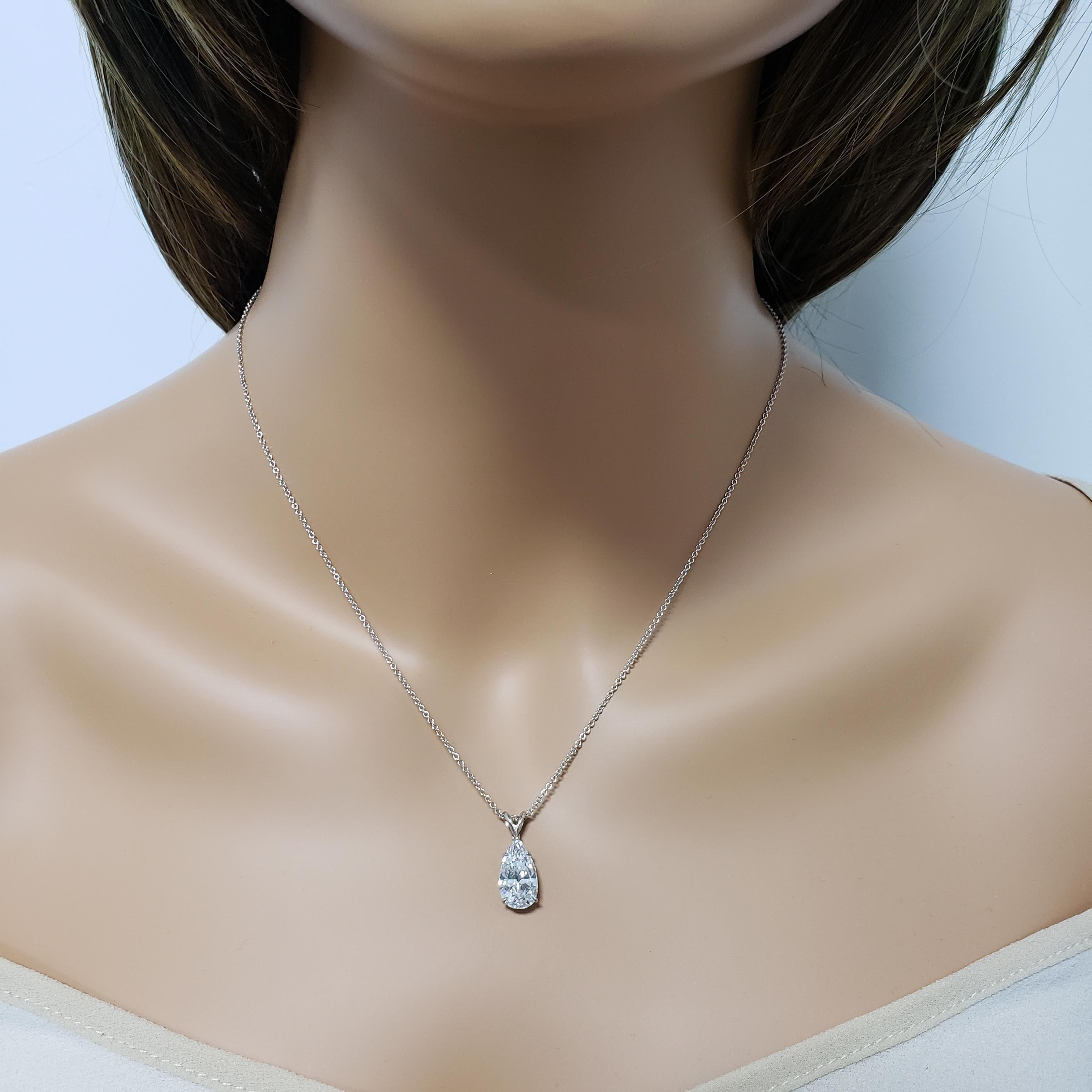 GIA Certified 3.01 Carat Pear Shape Diamond Solitaire Pendant Necklace In New Condition In New York, NY