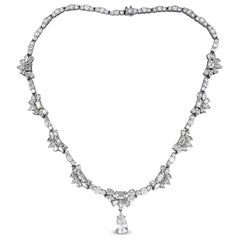 GIA Certified Pear Shape Drop Multi Shape All Diamond Platinum Necklace