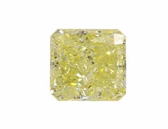 GIA Certified 3.10 Carat Radiant Cut Fancy Intense Yellow Diamond Ring