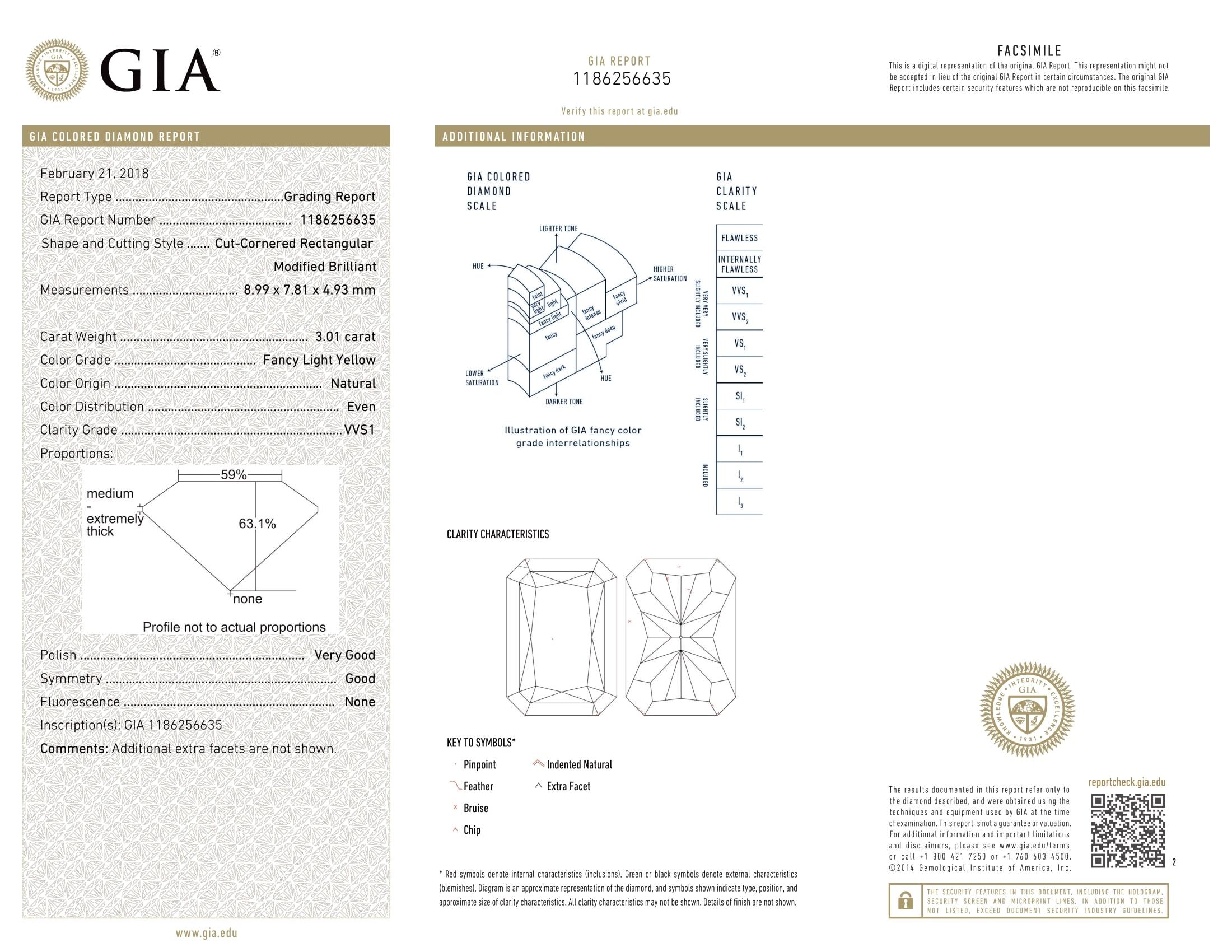 GIA Certified 3.01 Carat Radiant Cut Yellow Diamond Ring For Sale 1