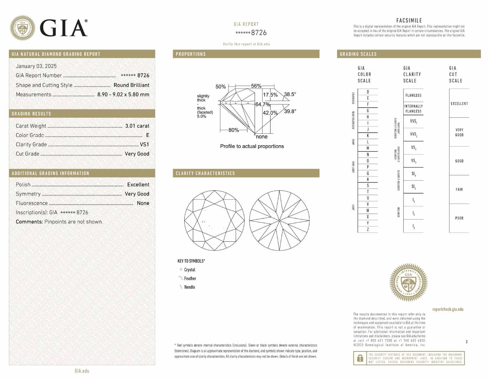 Anillo de diamantes redondos talla brillante de 3,01 quilates en oro blanco de 18 quilates, certificado por el GIA en Nuevo estado para la venta en Chicago, IL