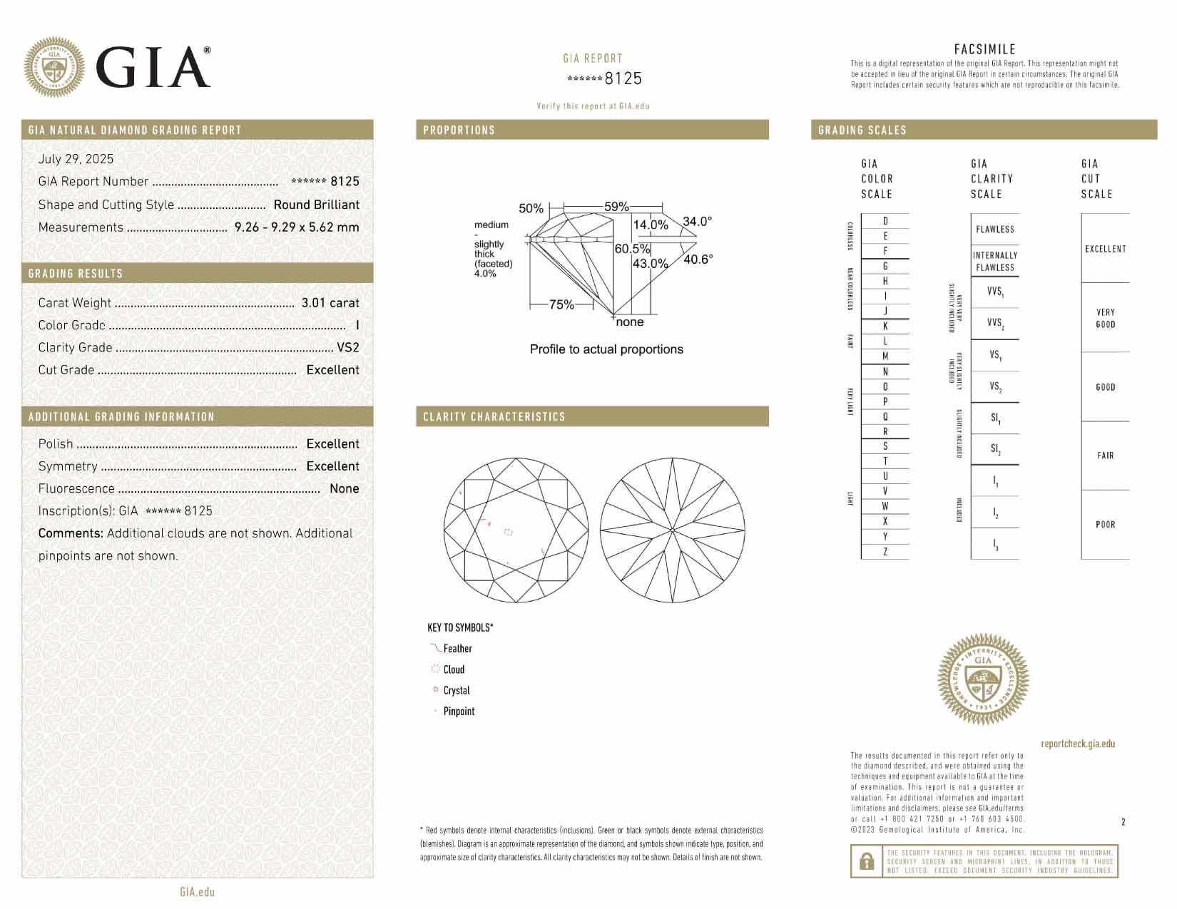 GIA-zertifizierter Solitär-Ring aus 14 Karat Weißgold mit 3,01 Karat Diamant im Rundschliff für Damen oder Herren im Angebot