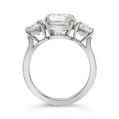 GIA Certified 3.02 Carats Round Brilliant Diamond Three-Stone Engagement Ring