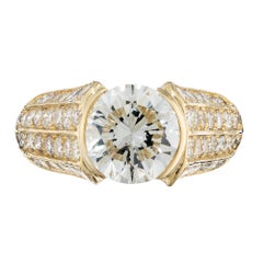 GIA Certified 3.01 Carat Round Diamond Yellow Gold Engagement Ring