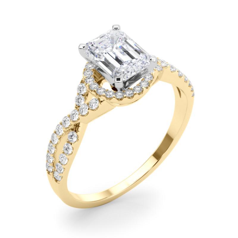 Women's GIA Certified 3.01 Carat Solitaire Emerald Halo Infinity Diamond Ring For Sale