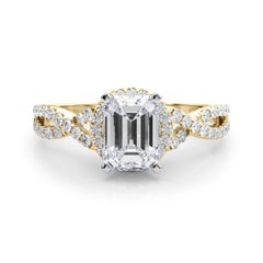 GIA Certificado 3.01 Quilates Solitario Esmeralda Halo Infinito Anillo de Diamantes