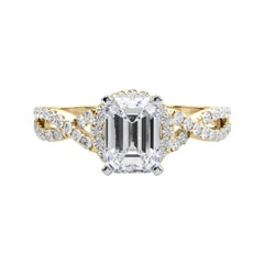 GIA Certified 3.01 Carat Solitaire Emerald Halo Infinity Diamond Ring