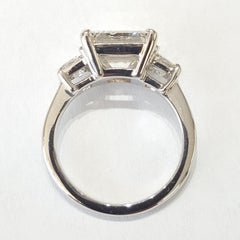 GIA Certified 3.01 Carat Square Emerald Cut Diamond Platinum Three-Stone Ring