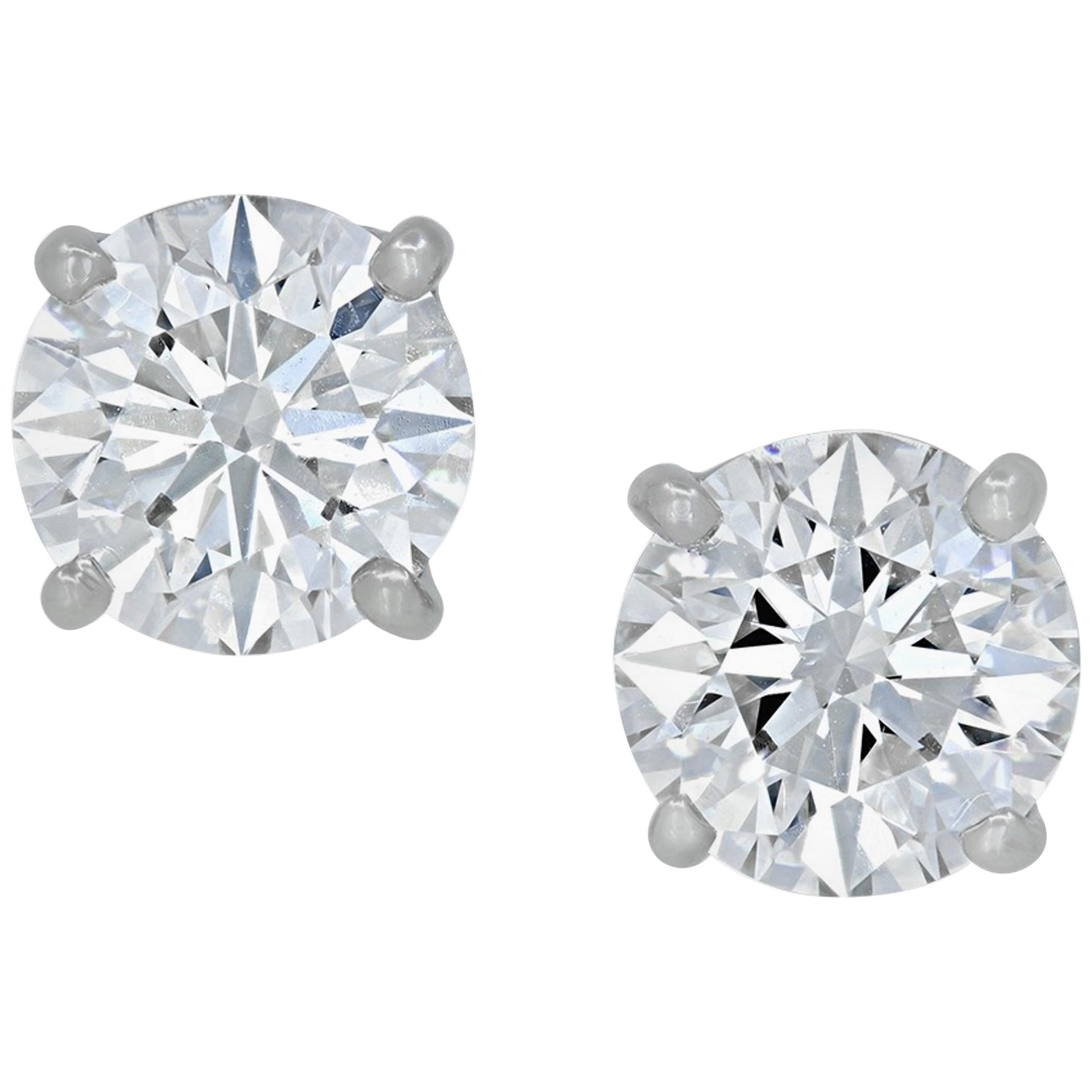Internally Flawless D Colour GIA 3 Carat Round Diamond Studs For Sale at 1stDibs