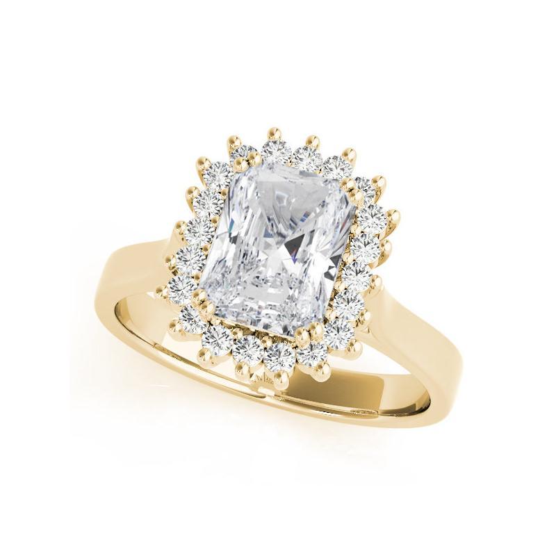 Taglio radiant Anello con diamanti a grappolo radiante vintage da 3,01 carati certificato GIA in vendita