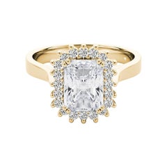 Anillo de diamantes en racimo radiante vintage de 3,01 quilates certificado por el GIA