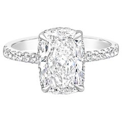 GIA Certified 3.01 Carats Elongated Cushion Cut Diamond Engagement Ring