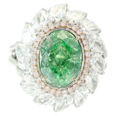 GIA Certified 3.01 Ct Fancy Light Brownish Greenish yelow I1Clarity Diamond Ring