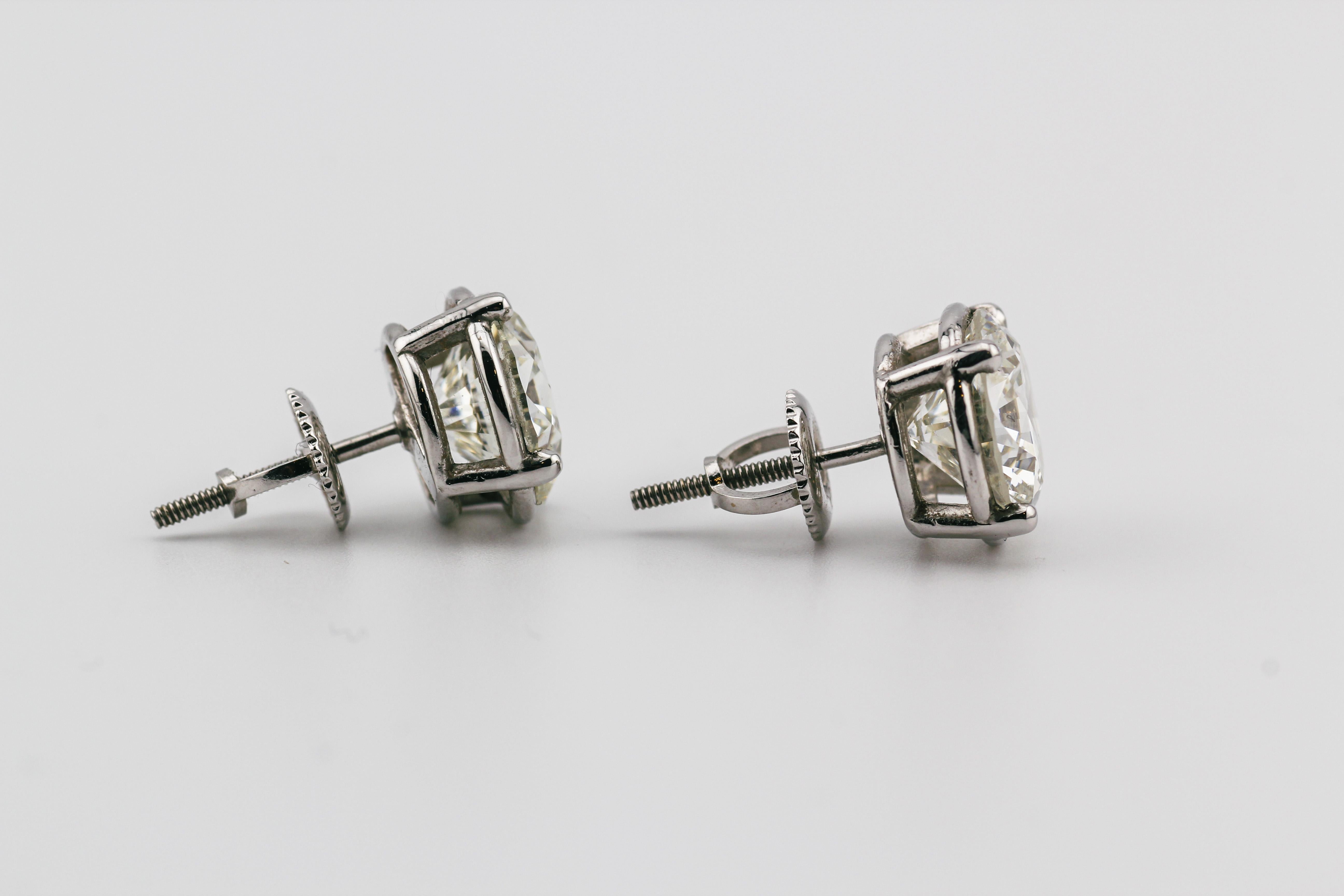 GIA Certified 3.01 K VS2 2.91 J SI1 Diamond Studs Earrings For Sale 3