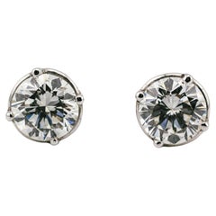 Vintage GIA Certified 3.01 K VS2 2.91 J SI1 Diamond Studs Earrings