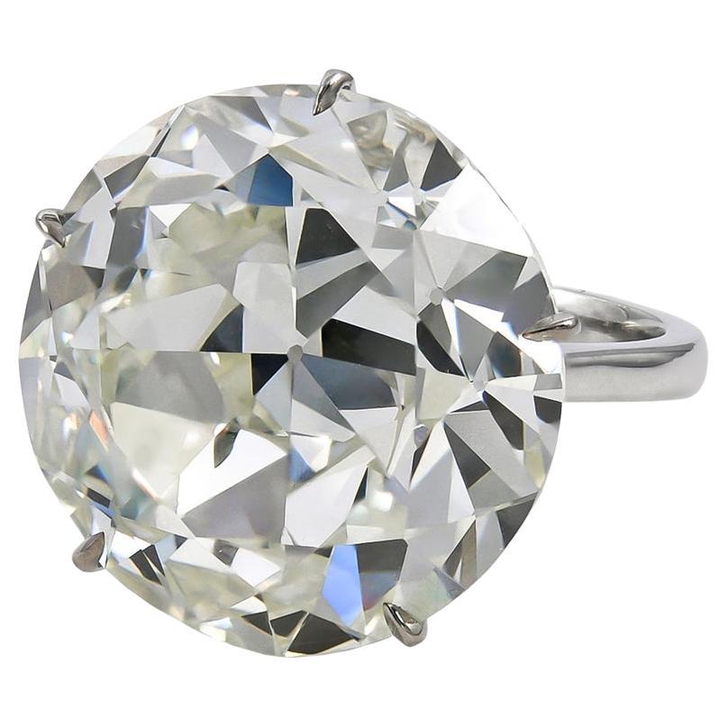 Spectra Fine Jewelry, GIA Certified 30.12 Carat Old European-Cut Diamond Ring For Sale