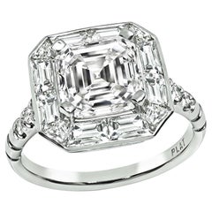 GIA Certified 3.01ct Asscher Cut Diamond Platinum Engagement Ring