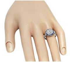 GIA Certified 3.01ct Diamond Sapphire Platinum Engagement Ring