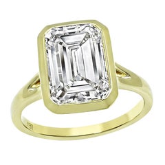 GIA Certified 3.01ct Emerald Cut Diamond 18k Gold Engagement Ring