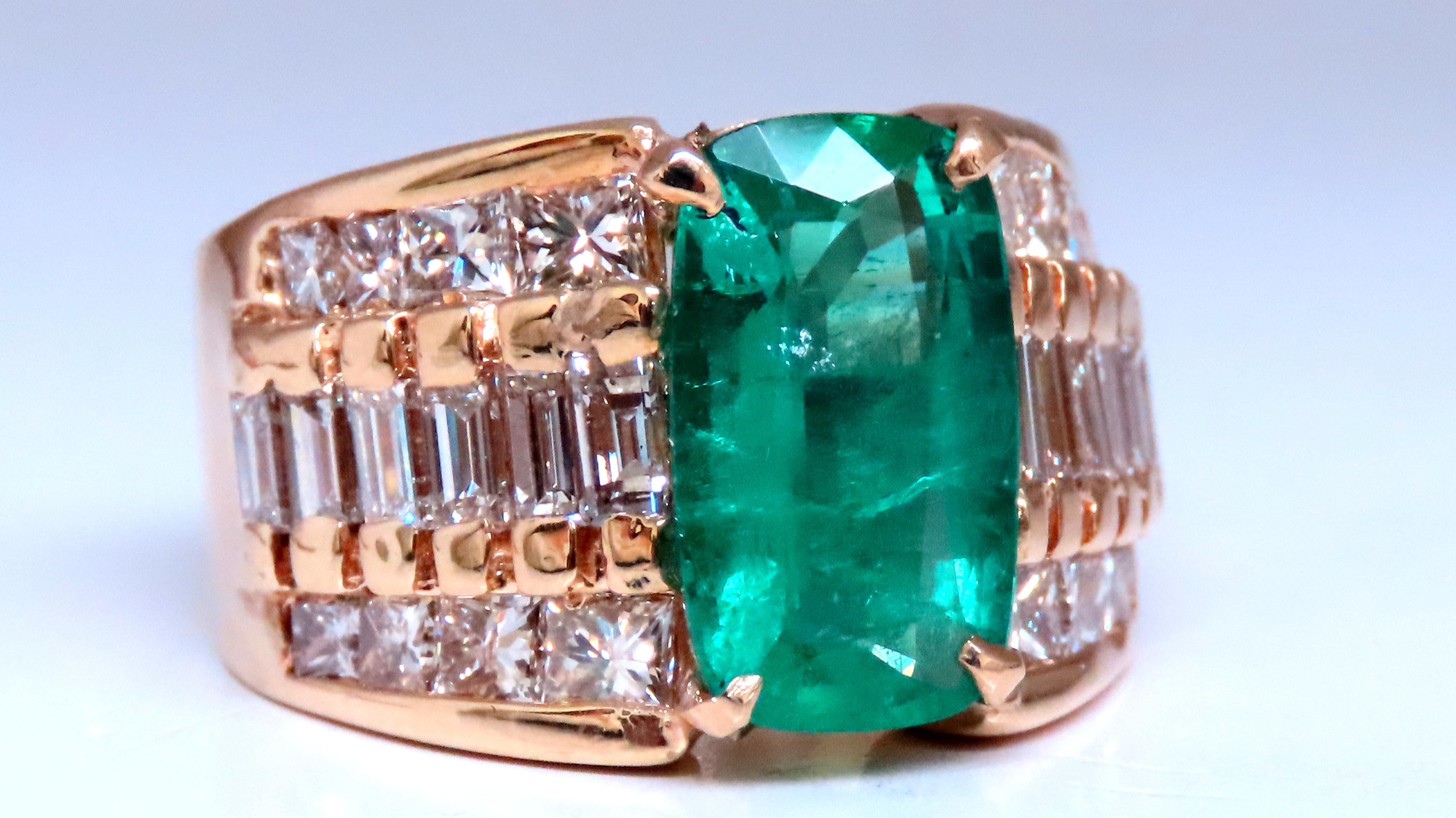 Contemporary GIA Certified 3.01ct Natural Emerald Diamonds Ring 14kt Gold 12360 For Sale