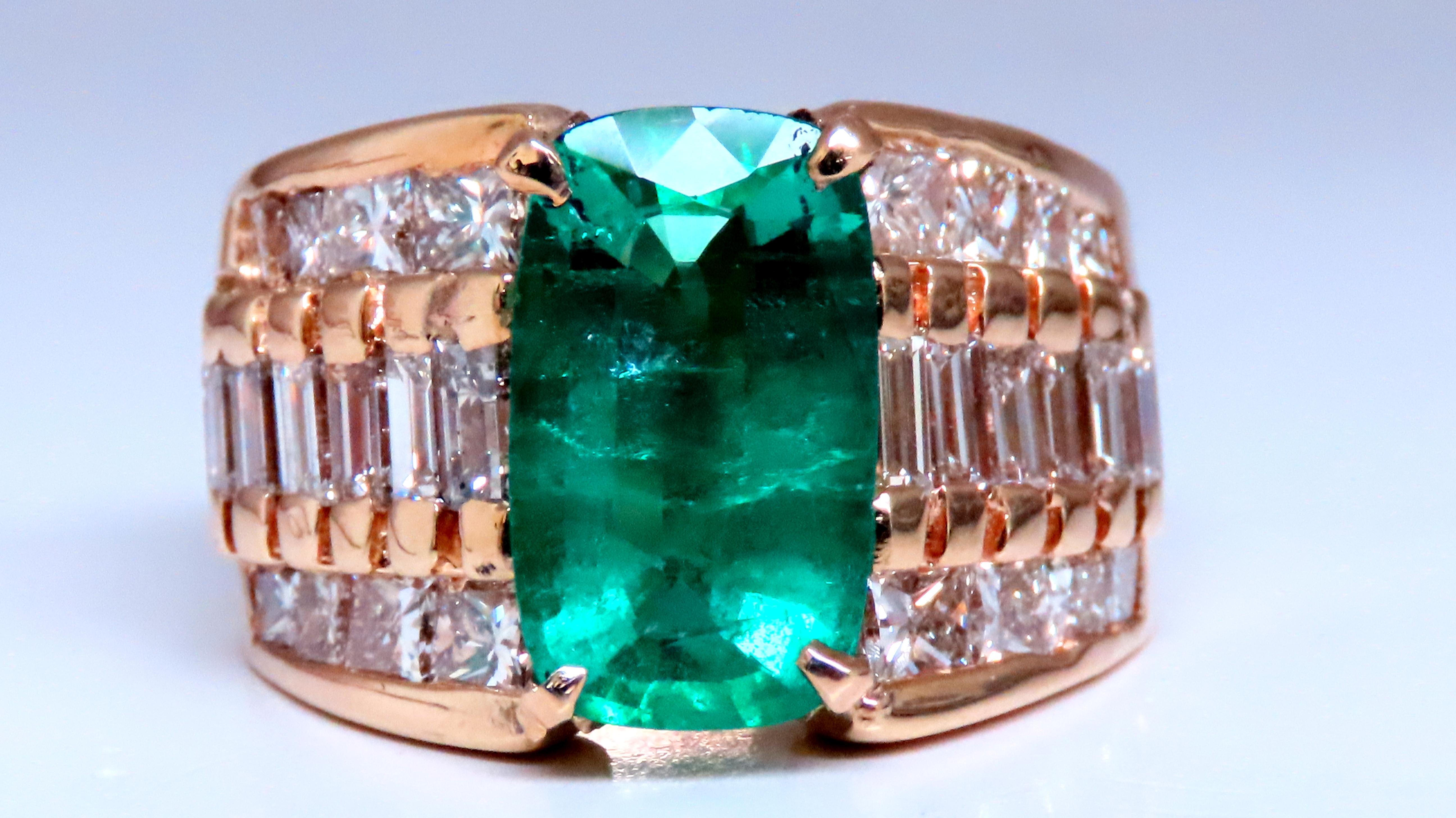 Taille émeraude GIA Certified 3.01ct Natural Emerald Diamonds Ring 14kt Gold 12360 en vente