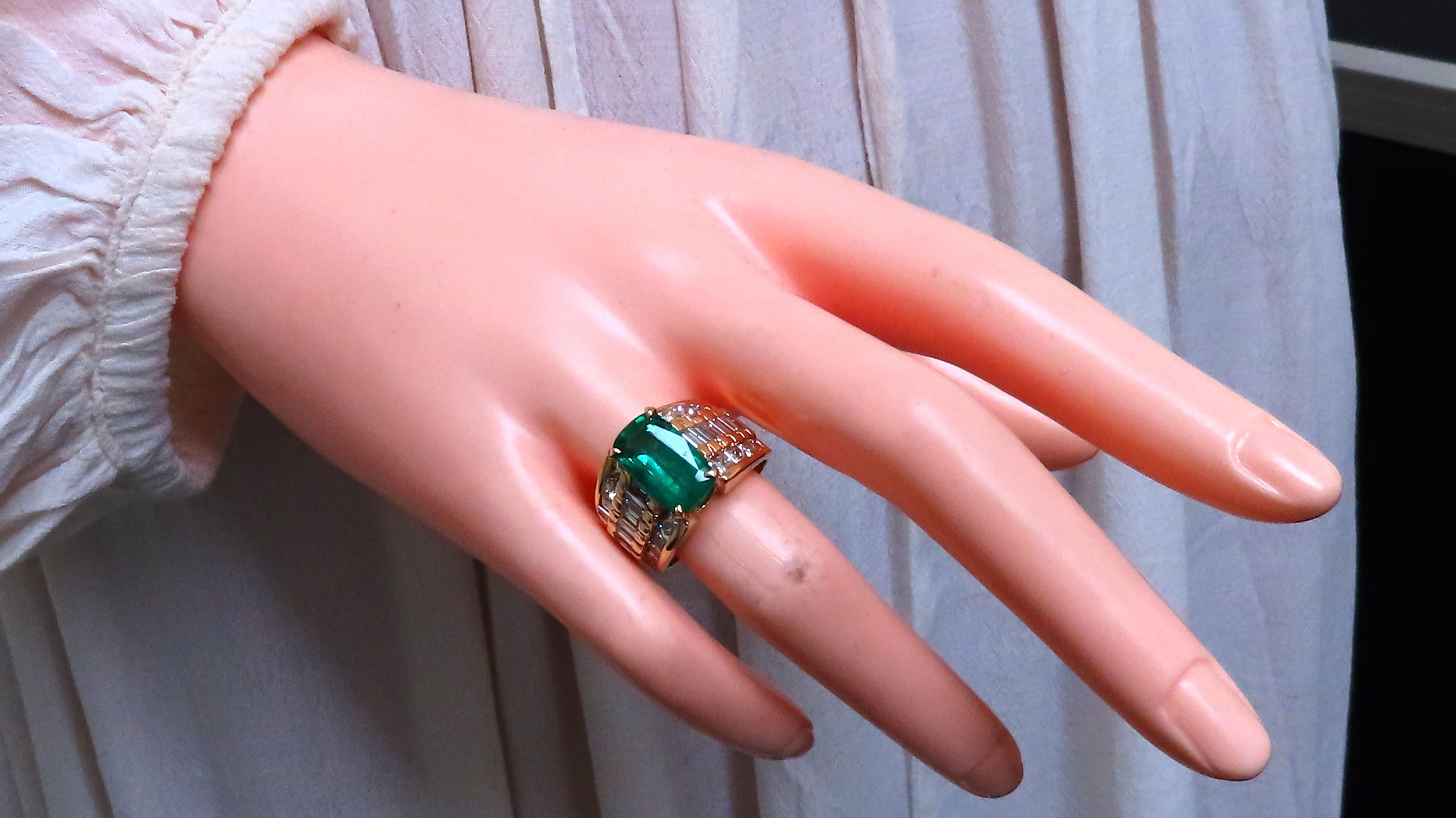 GIA Certified 3.01ct Natural Emerald Diamonds Ring 14kt Gold 12360 en vente 1
