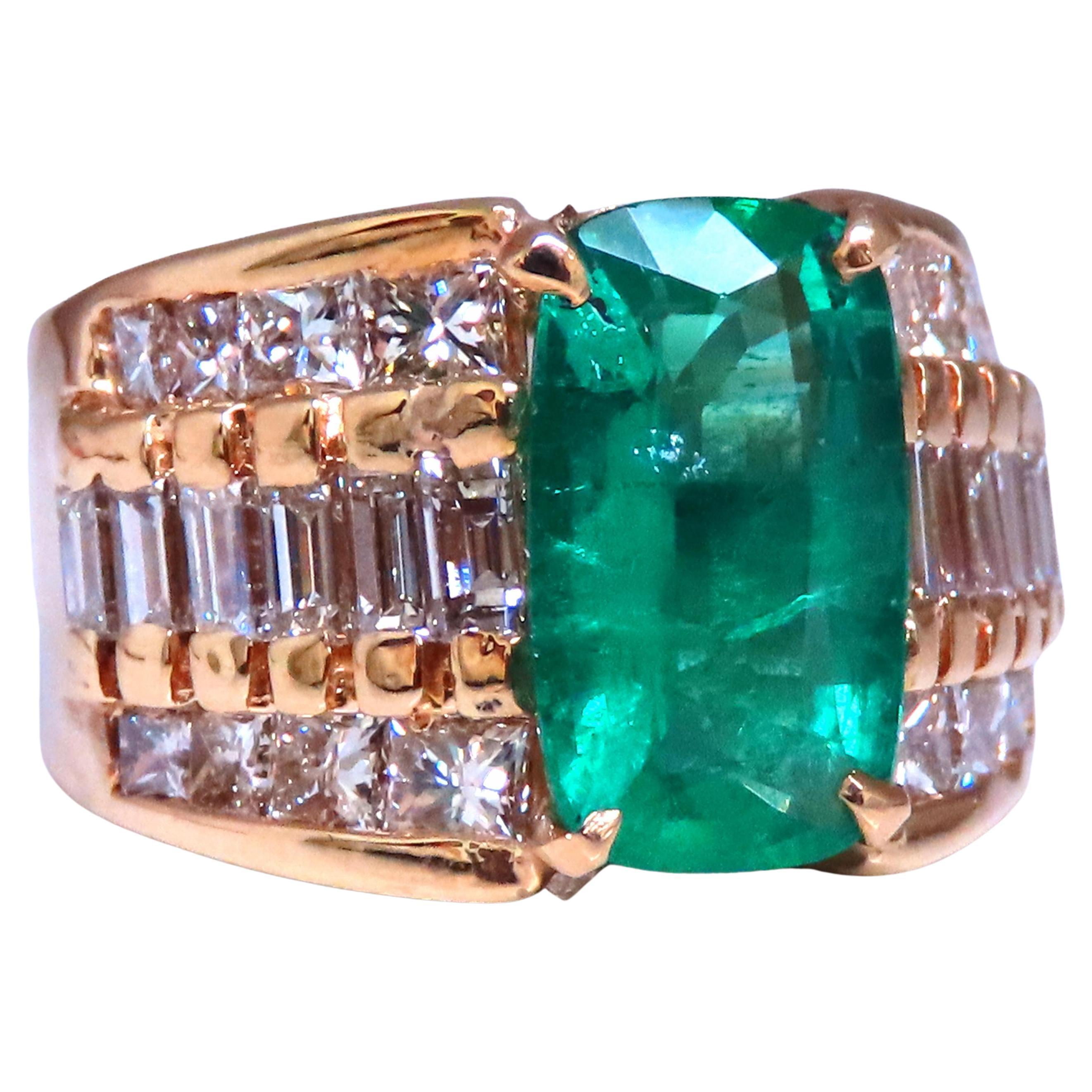 GIA Certified 3.01ct Natural Emerald Diamonds Ring 14kt Gold 12360 en vente