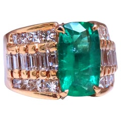 GIA-zertifizierter 3,01 Karat natürlicher Smaragd-Diamant-Ring 14kt Gold 12360