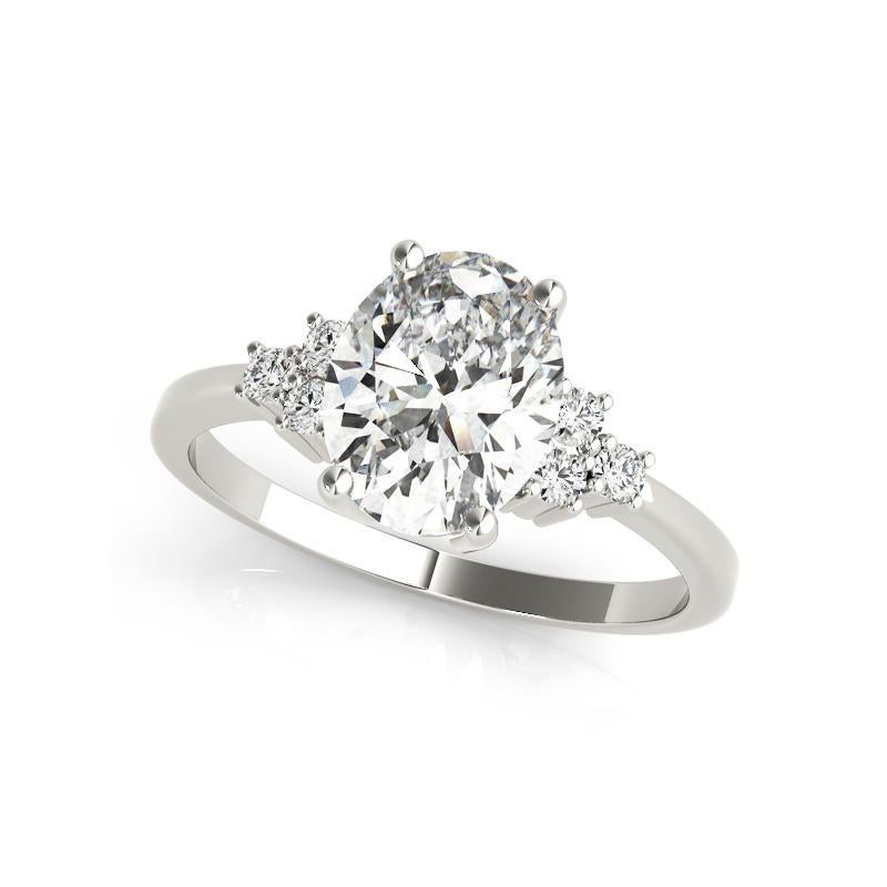Taille ovale Bague à diamants en platine certifiée GIA 3,01ct Oval Classic Cluster Multi-Stone en vente