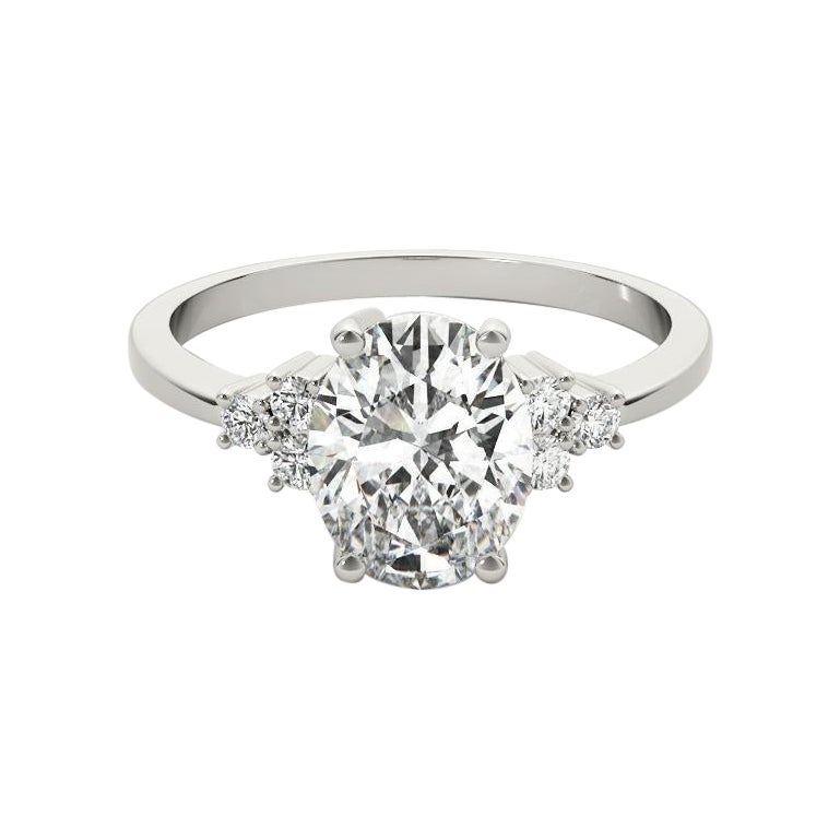 Bague à diamants en platine certifiée GIA 3,01ct Oval Classic Cluster Multi-Stone en vente