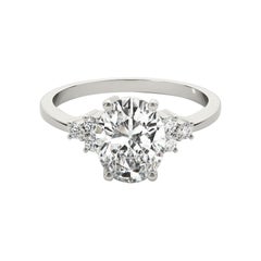 Bague à diamants en platine certifiée GIA 3,01ct Oval Classic Cluster Multi-Stone