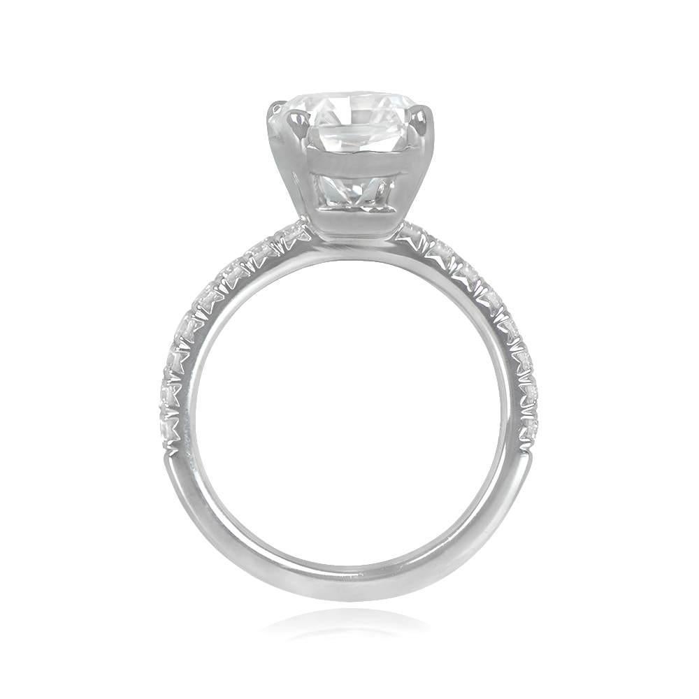 GIA certified 3.01ct Radiant Cut Diamond Engagement Ring, F color, Platinum In Excellent Condition For Sale In New York, NY