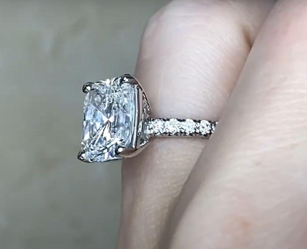 GIA-zertifizierter Verlobungsring mit 3,01 Karat Diamant im Strahlenschliff, Farbe F, Platin im Angebot 1
