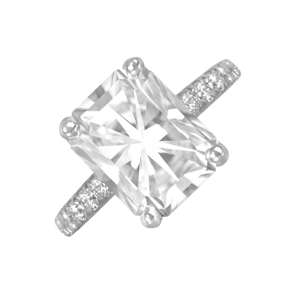 GIA-zertifizierter Verlobungsring mit 3,01 Karat Diamant im Strahlenschliff, Farbe F, Platin im Angebot