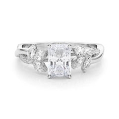 Bague en diamant certifié GIA 3.01ct Radiant Entwined Garden Flower Vine
