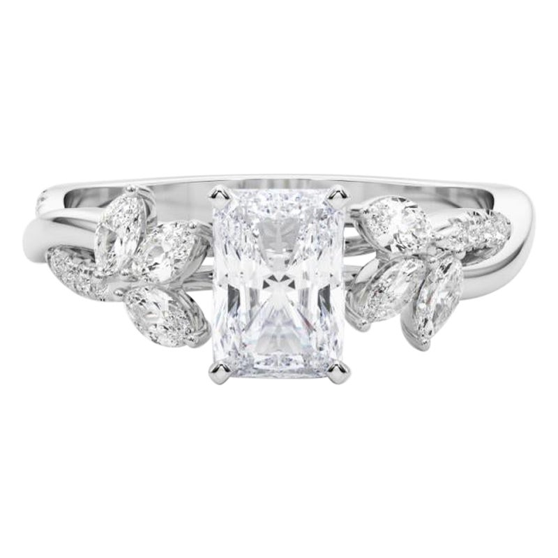 Anello con diamante GIA certificato 3,01ct Radiant Entwined Garden Flower Vine