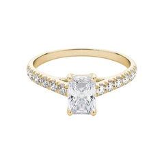 GIA zertifiziert 3,01ct Radiant Pave Trellis verflochten Prong Diamantring