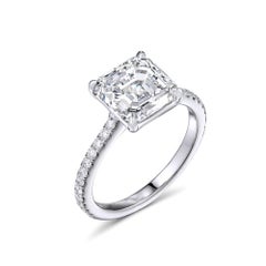 GIA Certified 3.02 Carat Asscher Cut Square Emerald Engagement Platinum Ring