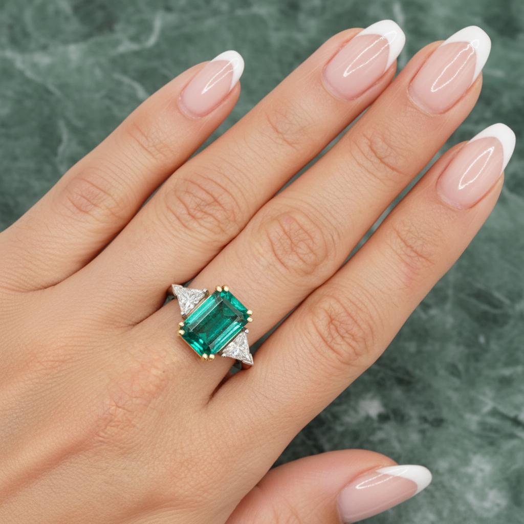 GIA-zertifizierter Ring mit 3,02 Karat kolumbianischem Smaragd und Billionen Diamanten aus Platin und 18 Karat Gelbgold

Ein wahrhaft fesselndes Stück: Im Mittelpunkt dieses Rings steht ein GIA-zertifizierter kolumbianischer Smaragd von 3,02 Karat,