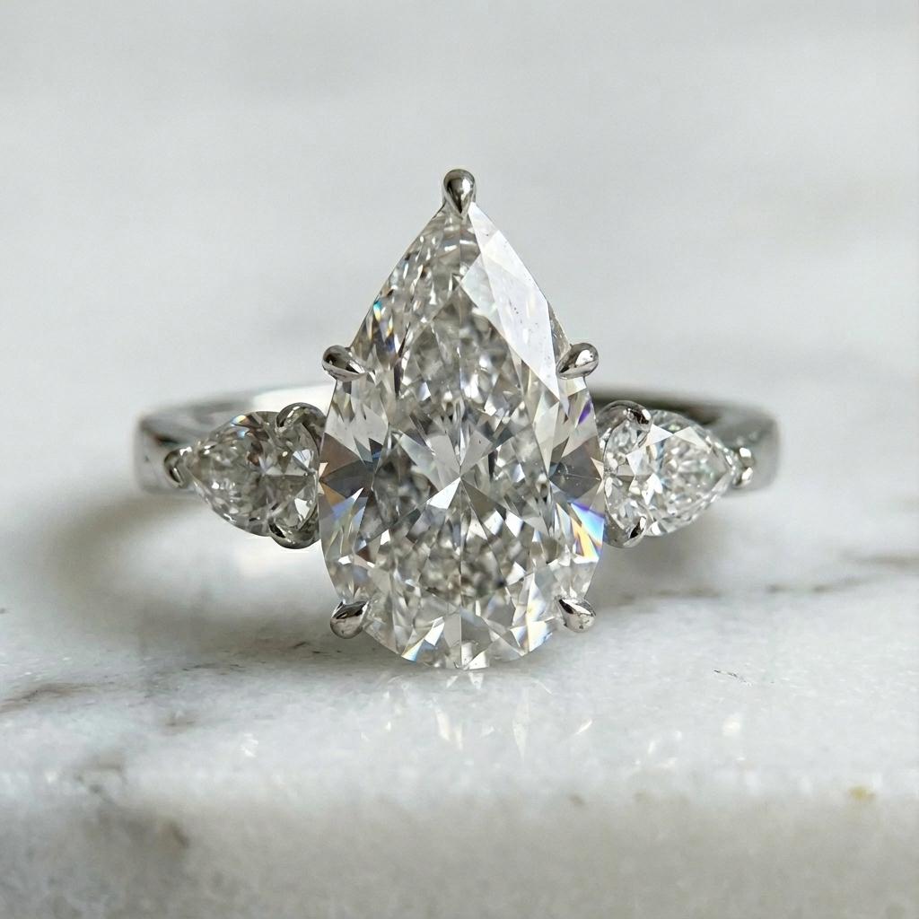 GIA-zertifizierter 3,02-Karat-Diamant im Birnen-Brillantschliff, Farbe D und Reinheit ohne Fehler - ein makelloses Beispiel für die Perfektion der Natur. Der 12,68 × 7,89 × 5,04 mm große Diamant zeichnet sich durch exzellente Politur, exzellente