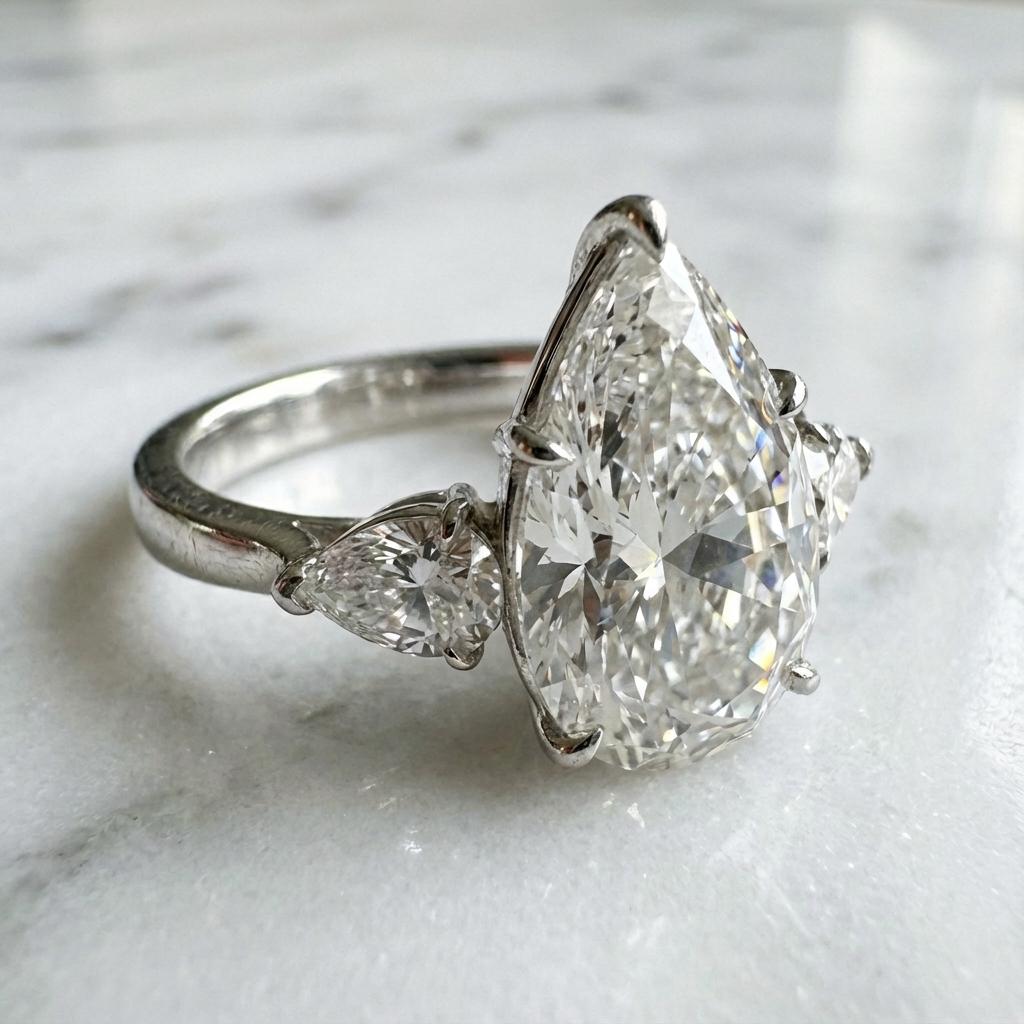 GIA-zertifiziert 3,02 Karat D Internally Flawless Typ IIa Pear Cut Diamond Ring (Tropfenschliff) im Angebot