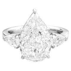 GIA Certified 3.02 Carat D Internally Flawless Type IIa Pear Cut Diamond Ring