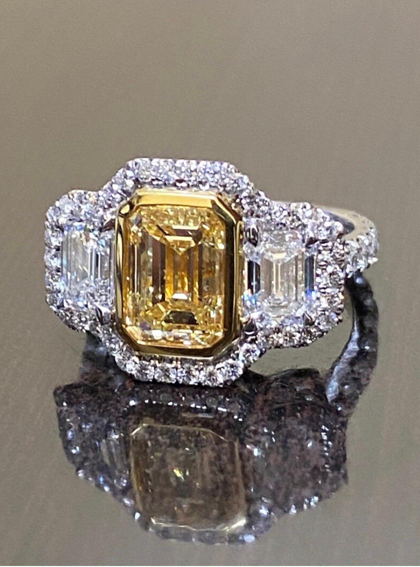 fancy yellow emerald cut diamond