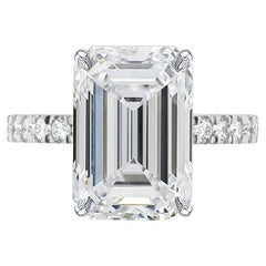 GIA Certified 3.02 Carat Emerald Cut H Internally Flawless Diamond Platinum Ring