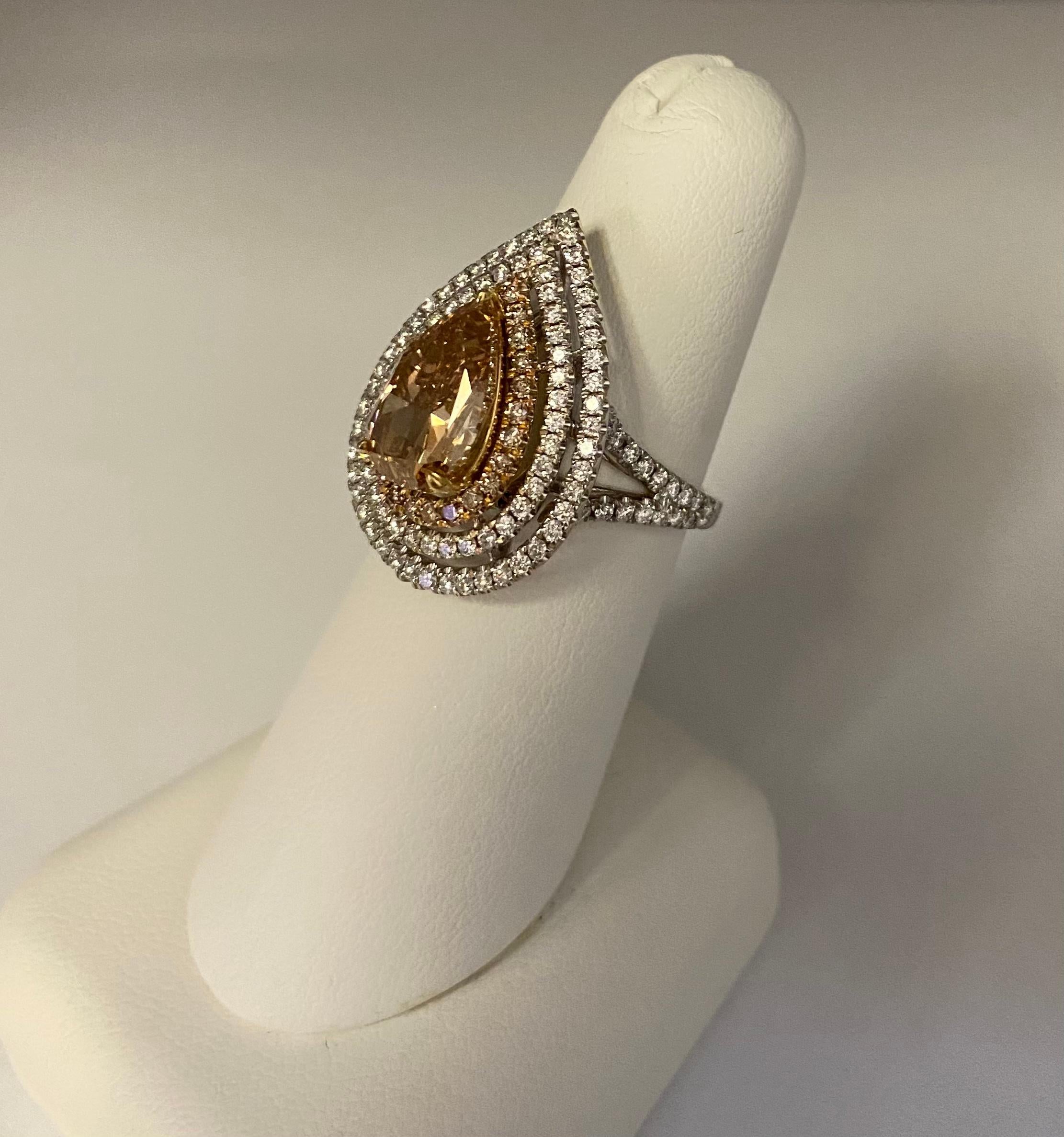 Modern GIA Certified 3.02 Carat Fancy Brown-Orange Diamond Ring For Sale