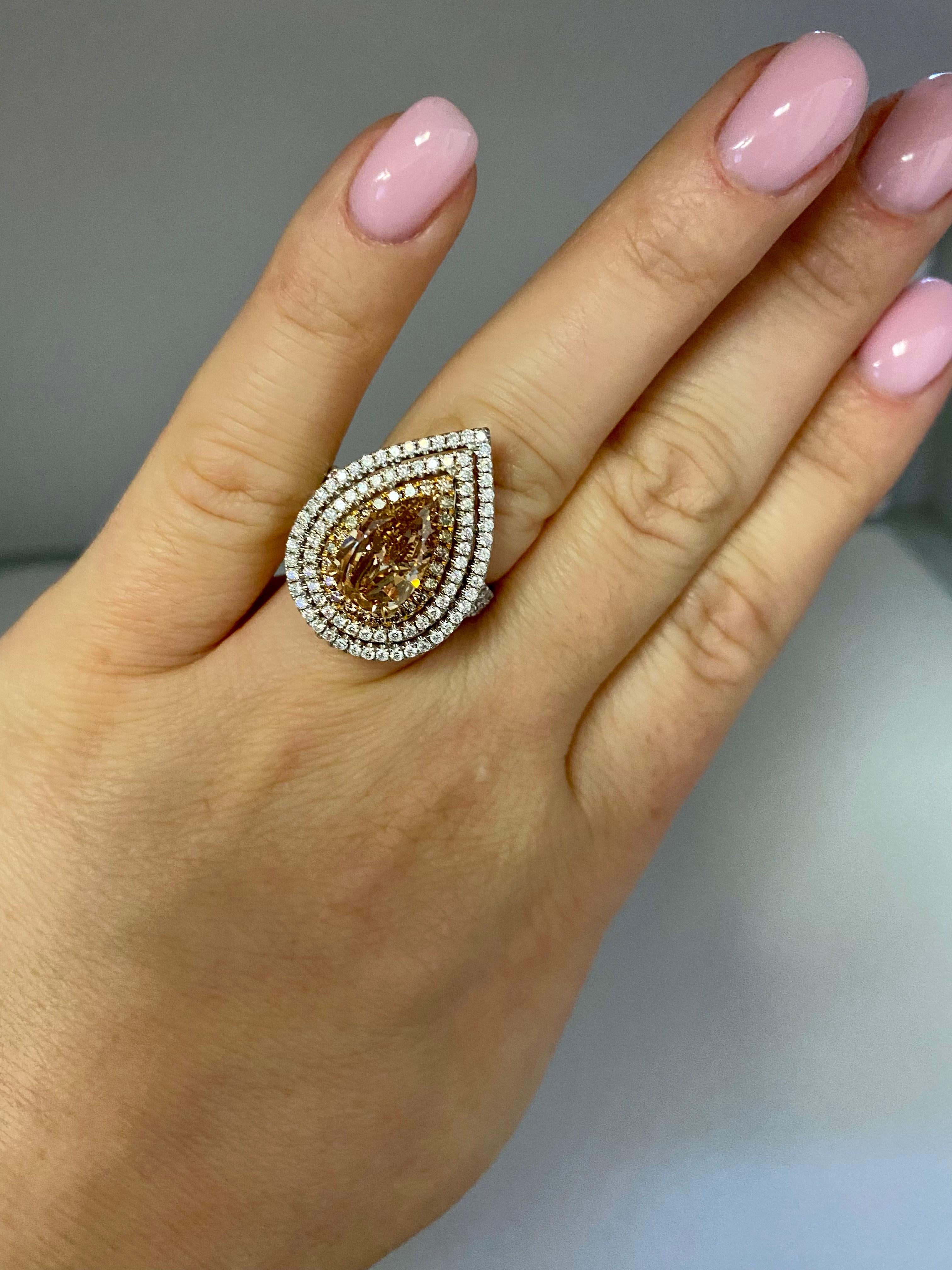 Women's or Men's GIA Certified 3.02 Carat Fancy Brown-Orange Diamond Ring For Sale