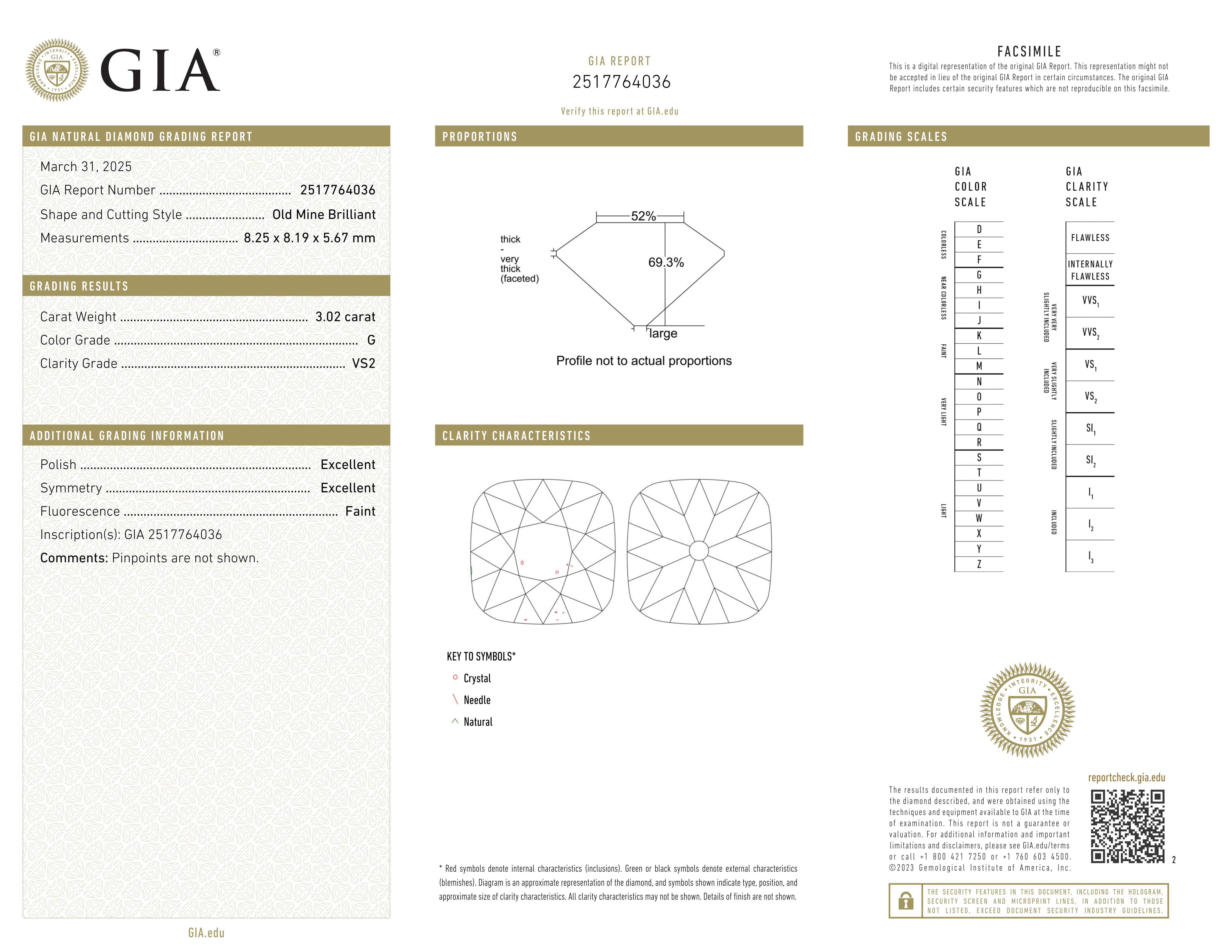 GIA-zertifizierter 3,02 Karat G VS2 Brillant-Diamantring aus alter Mine (Alteuropäischer Brillantschliff) im Angebot